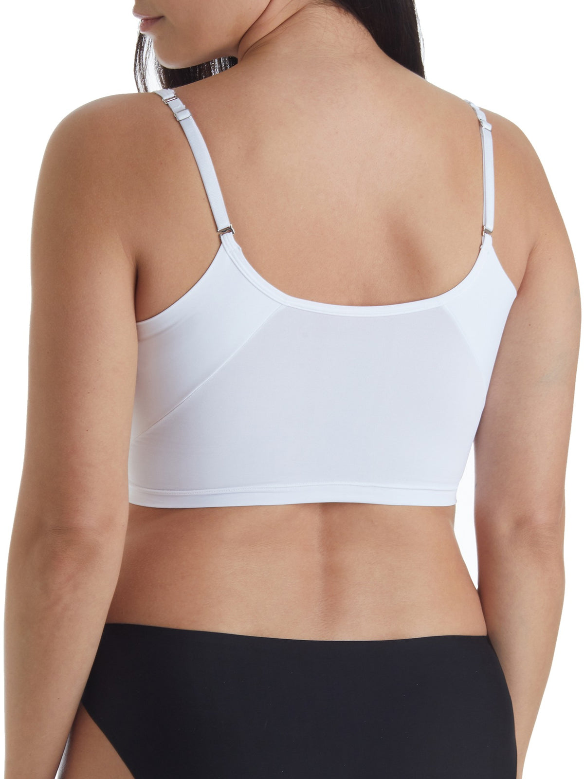 a woman wearing a white wireless bra