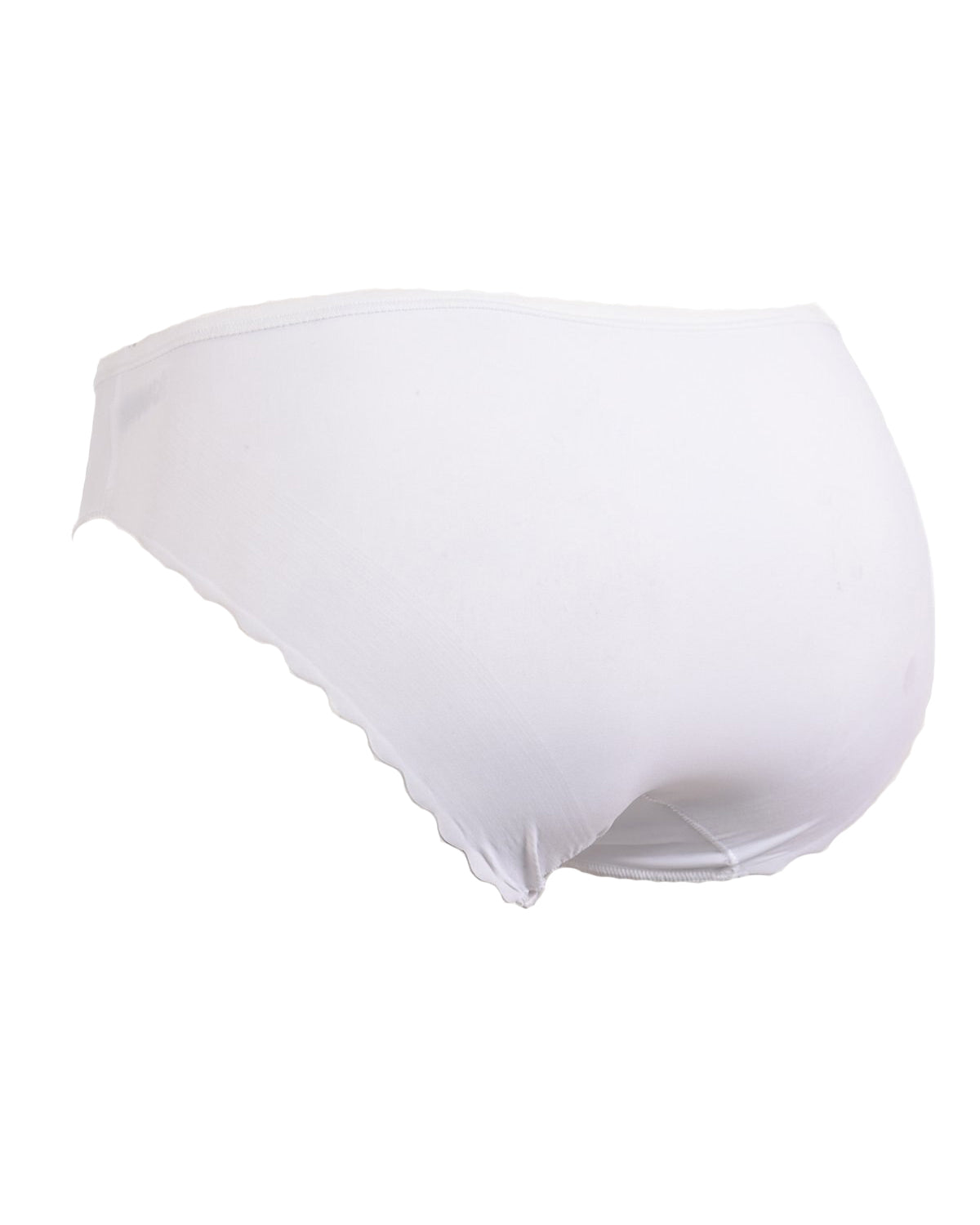 a white scalloped edge hipster panty