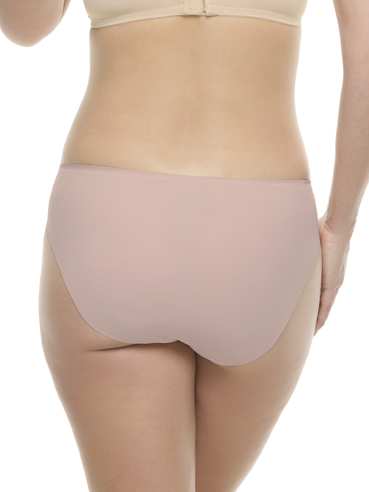a woman wearing a rose pink hipster panty underwear