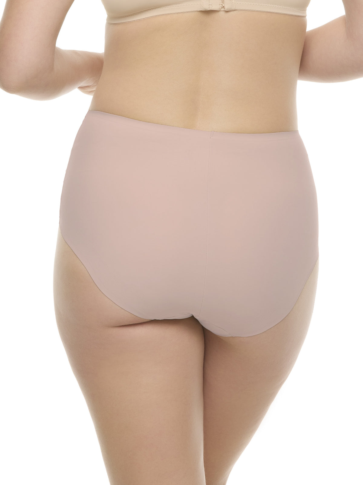 a woman wearing a rose pink brief panty underwear
