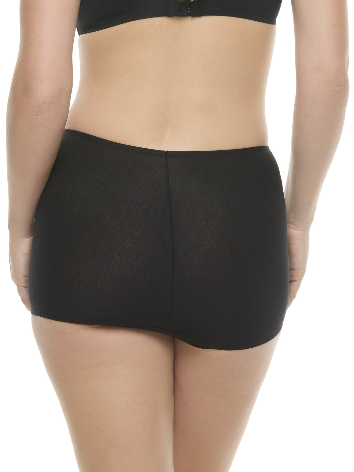 a woman wearing a black color boyshort panty underwear