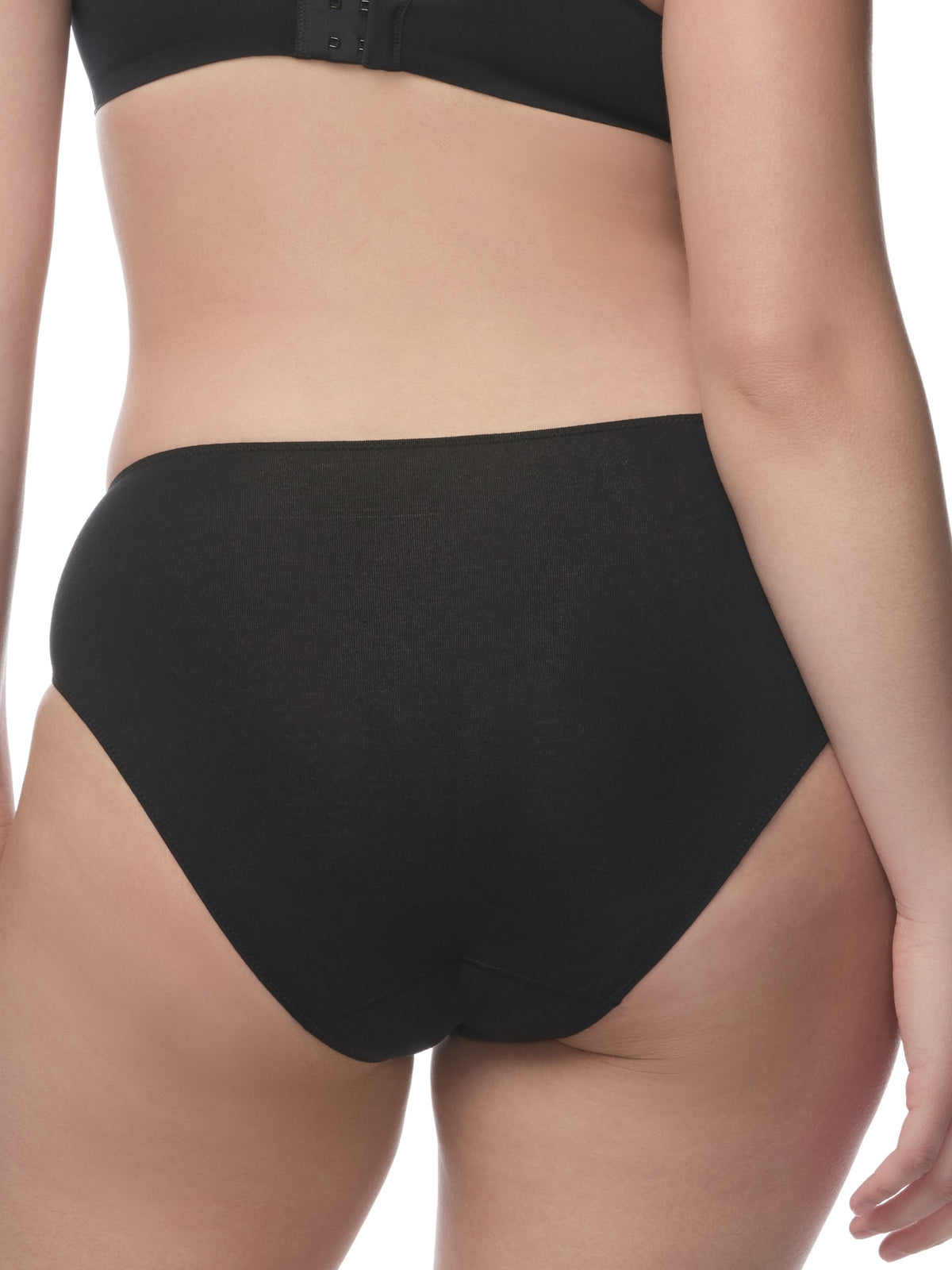 Black hipster panties shown on a model against a plain white all-groups