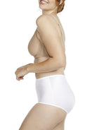 a woman wearing white tummy control underwear shapewear