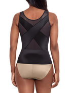 a woman wearing a black back smoothing tummy control cami shapewear