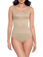 a woman wearing a nude tummy control shaping cami shapewear