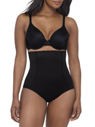 a woman wearing a black high waisted back smoothing tummy control brief miraclesuit