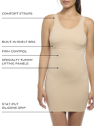 an infographic showing the features and benefits of the tummy tucker slip bodybriefer shapewear all-groups