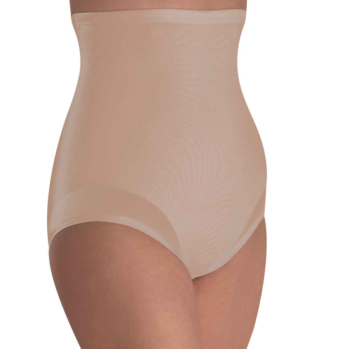 Beige shapewear worn by a person on a white background