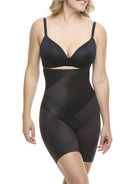 a woman wearing a black high waisted tummy control thigh slimmer body shaper shapewear