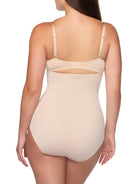 a woman wearing nude high waisted tummy control underwear shapewear