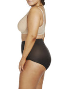 a woman wearing black plus size tummy control underwear shapewear