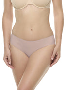 a woman wearing a rose pink hipster panty underwear