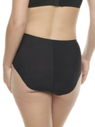 a woman wearing black brief panty underwear