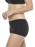 a woman wearing a black color boyshort panty underwear