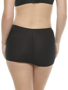 a woman wearing a black color boyshort panty underwear