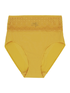 a yellow lace trim brief women's underwear